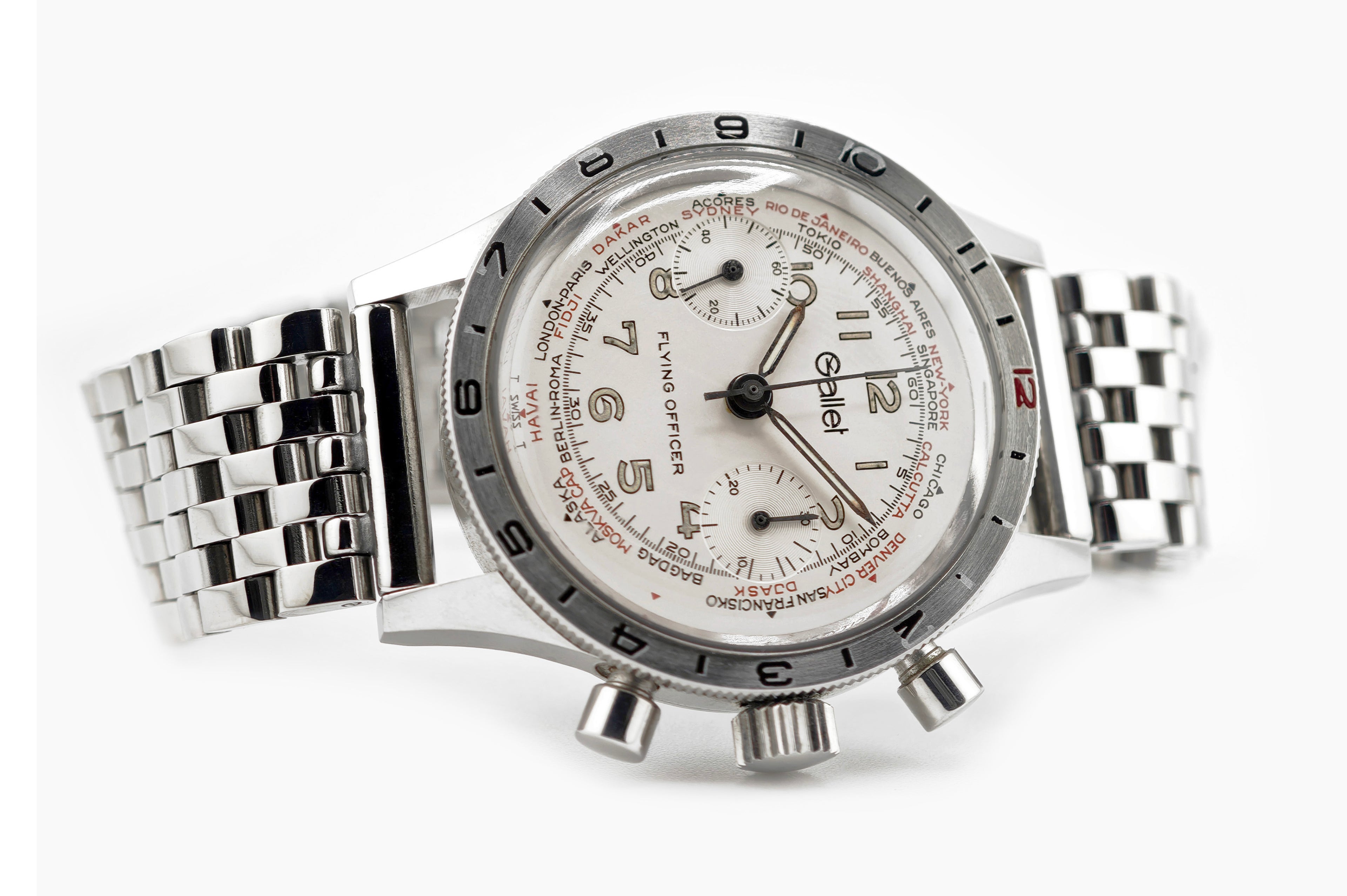 ギャレット フライングオフィサー クラムシェル / GALLET Flight Officer World Time Clamshell