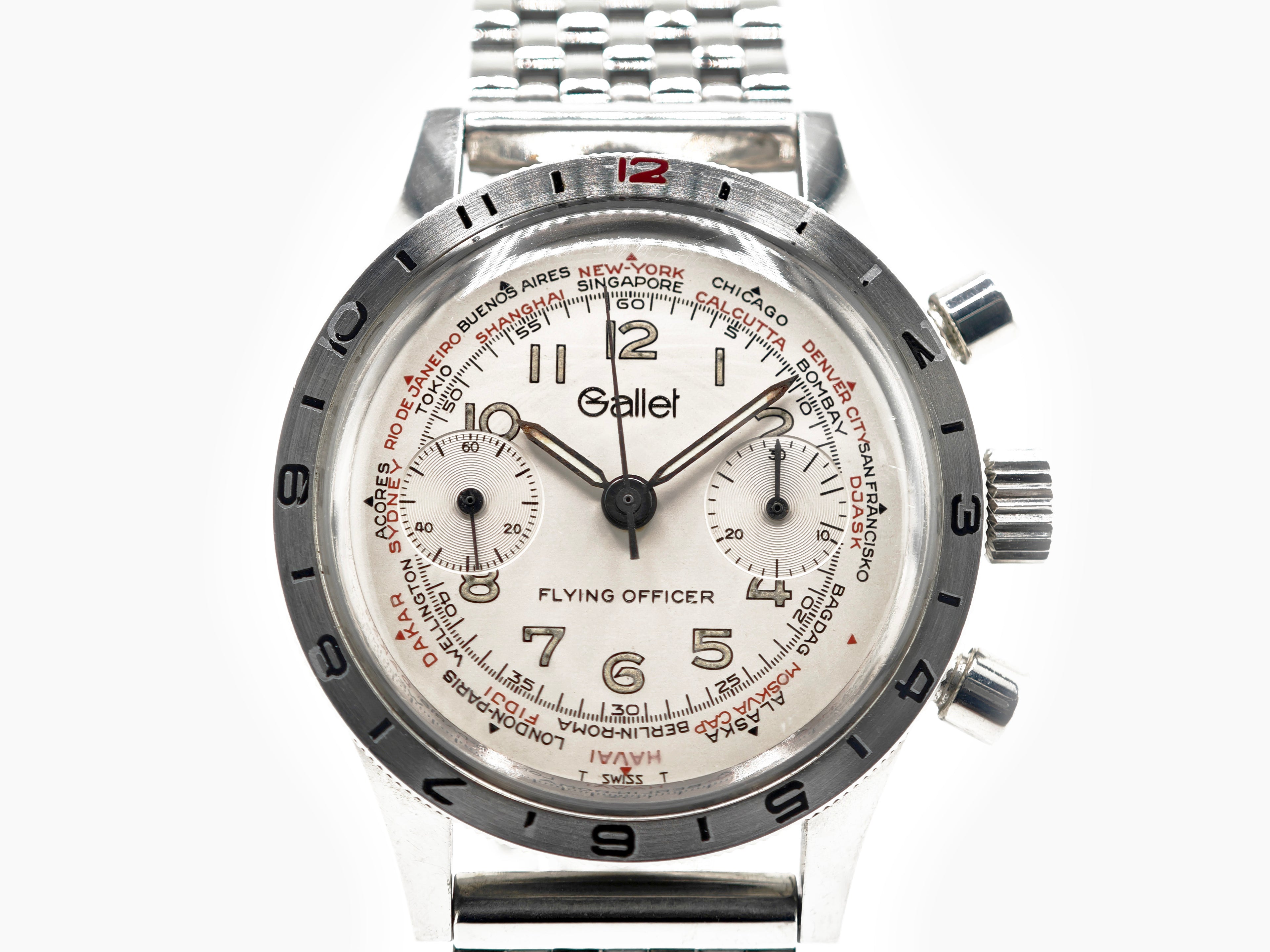 ギャレット フライングオフィサー クラムシェル / GALLET Flight Officer World Time Clamshell