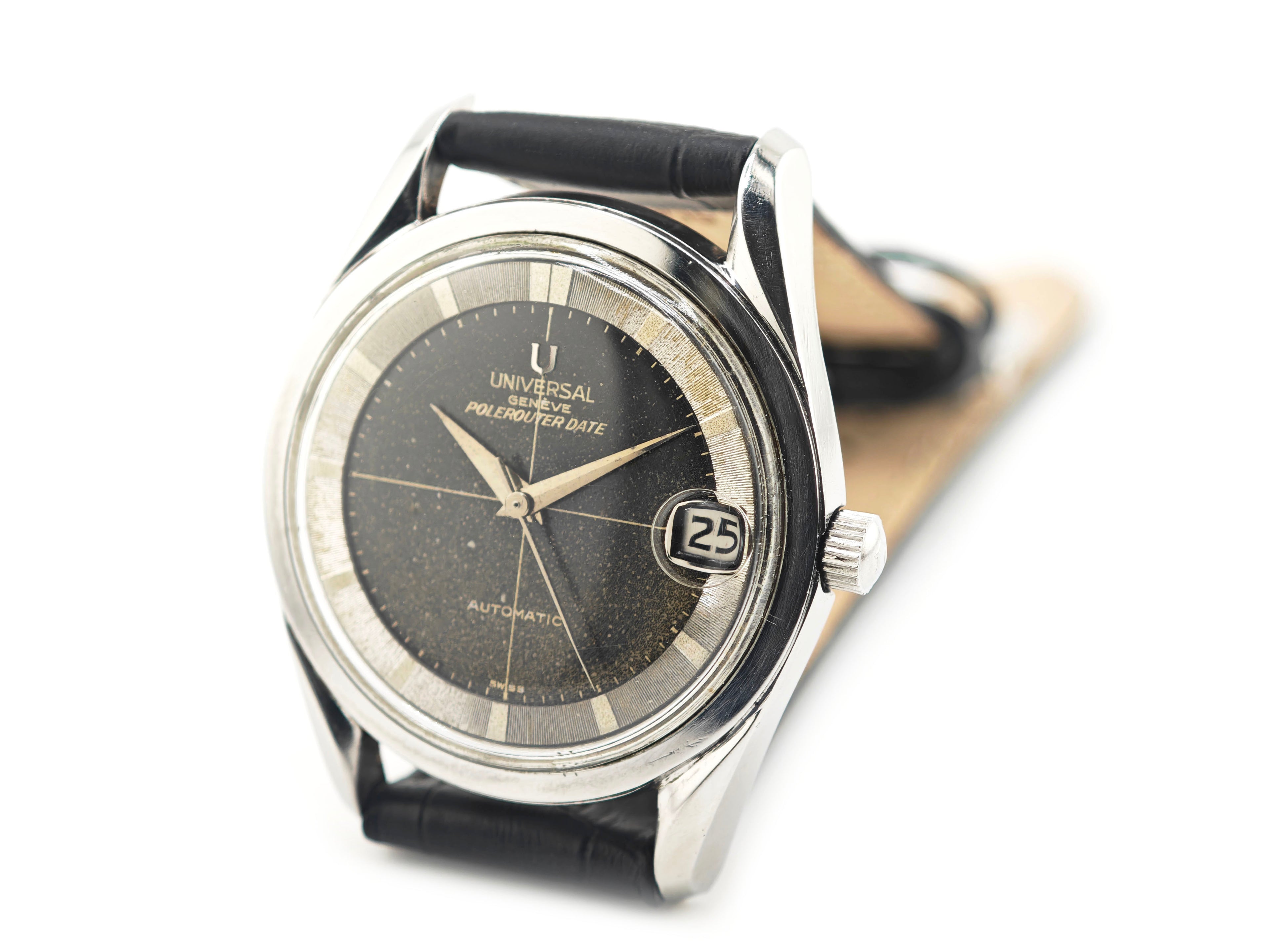 ユニバーサルジュネーブ ポールルーターデイト ブラックギルトダイヤル Ref.204607/1 / Universal Geneve Polerouter Date Black Gilt Dial