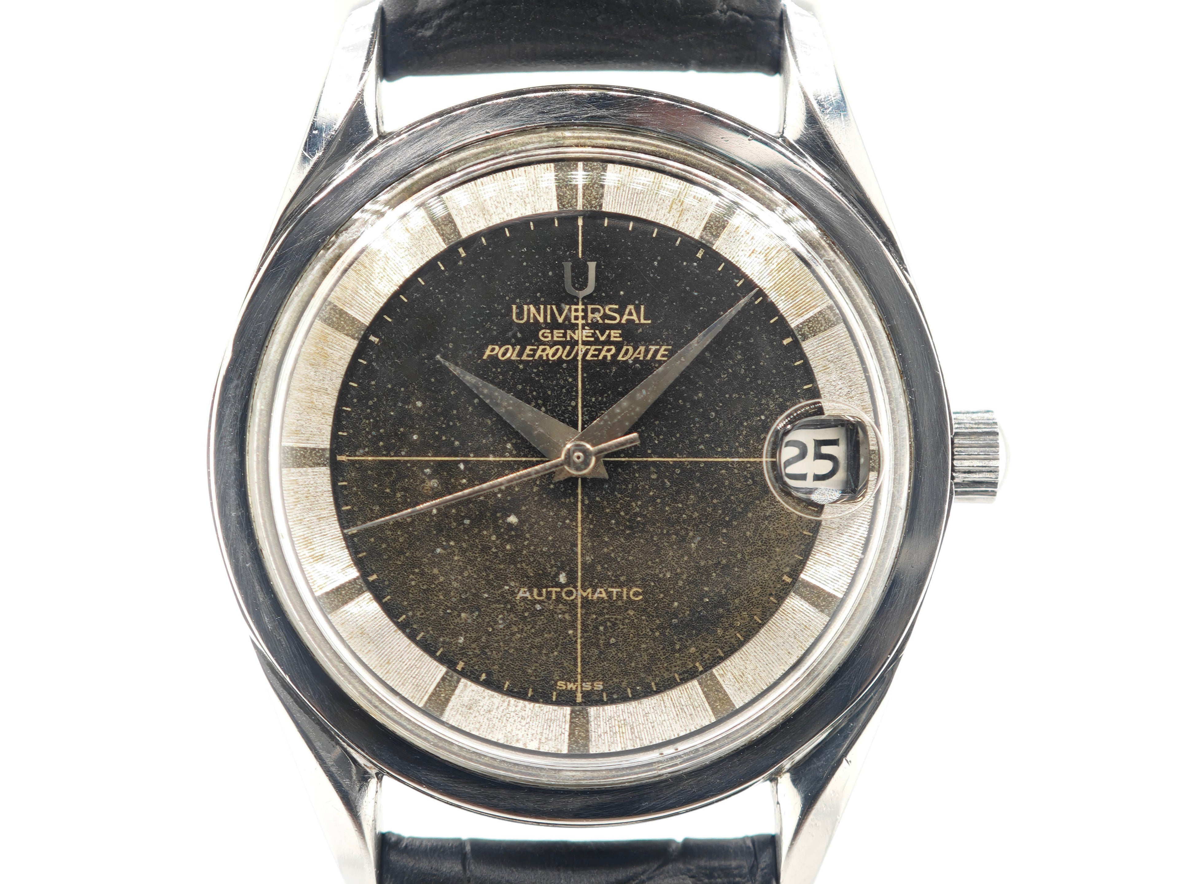 ユニバーサルジュネーブ ポールルーターデイト ブラックギルトダイヤル Ref.204607/1 / Universal Geneve Polerouter Date Black Gilt Dial