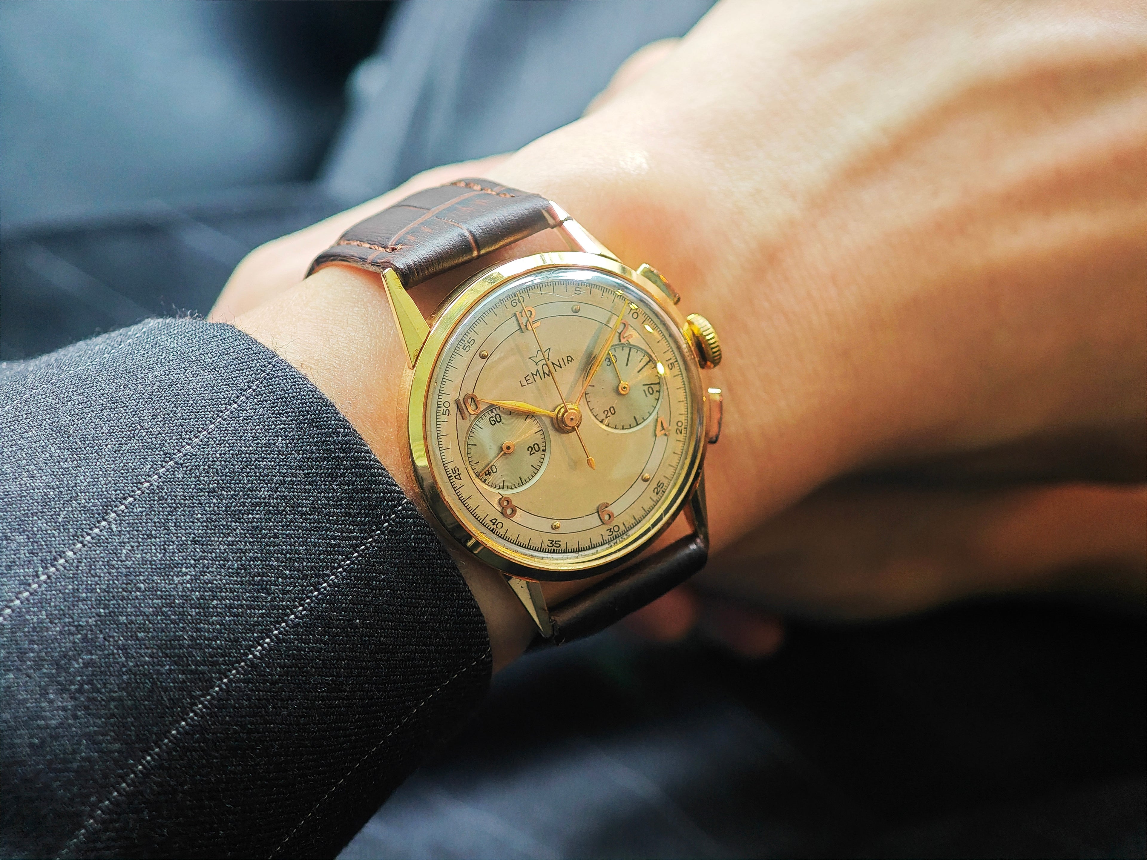 レマニア K18無垢 ヴィンテージクロノグラフ / LEMANIA 2reg Vintage Chronograph K18 YELLOW GOLD Cal.Ch27