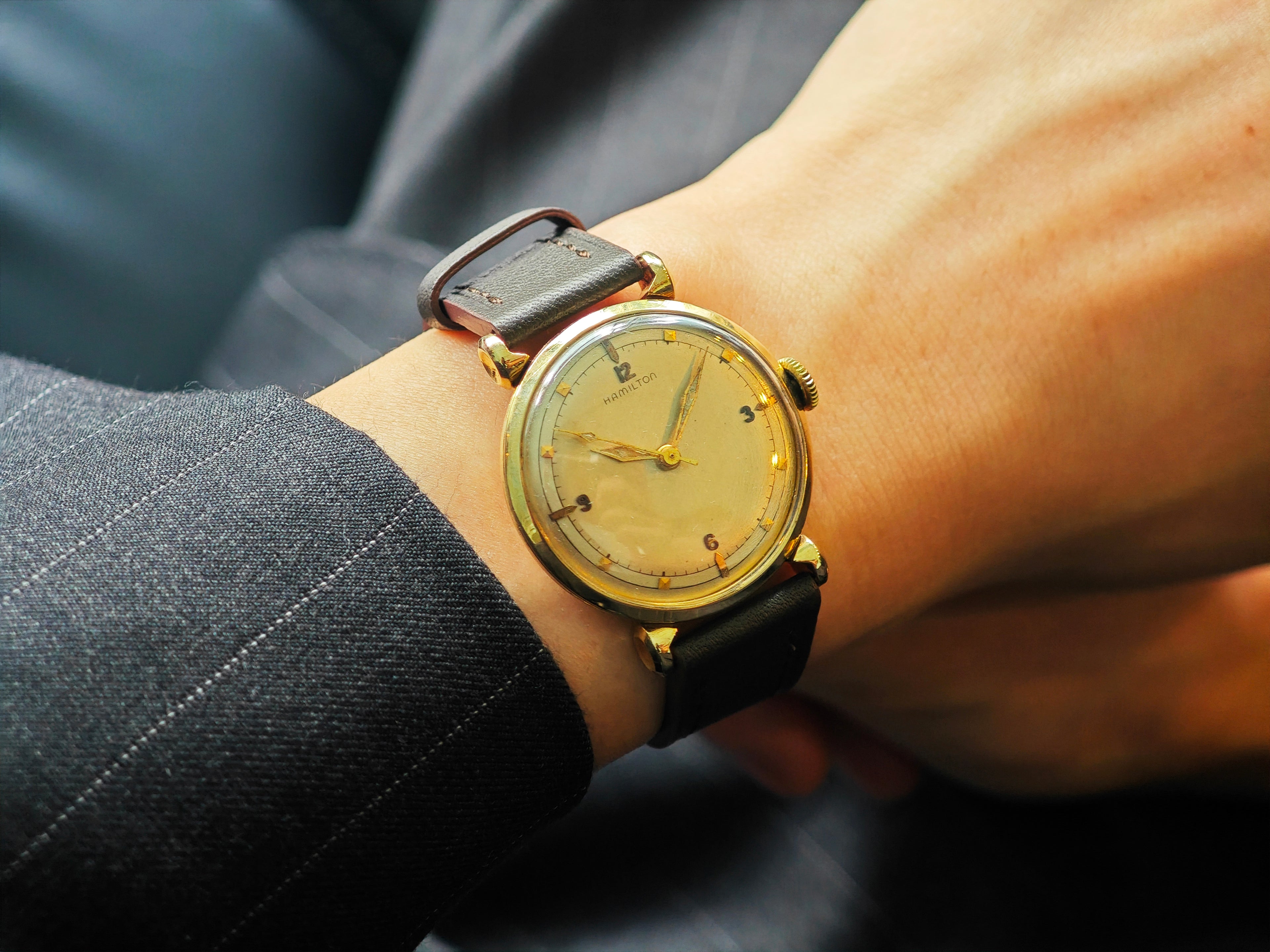 ハミルトン 3針 14K無垢 Cal.735/ HAMILTON 14K solid gold vintage watch