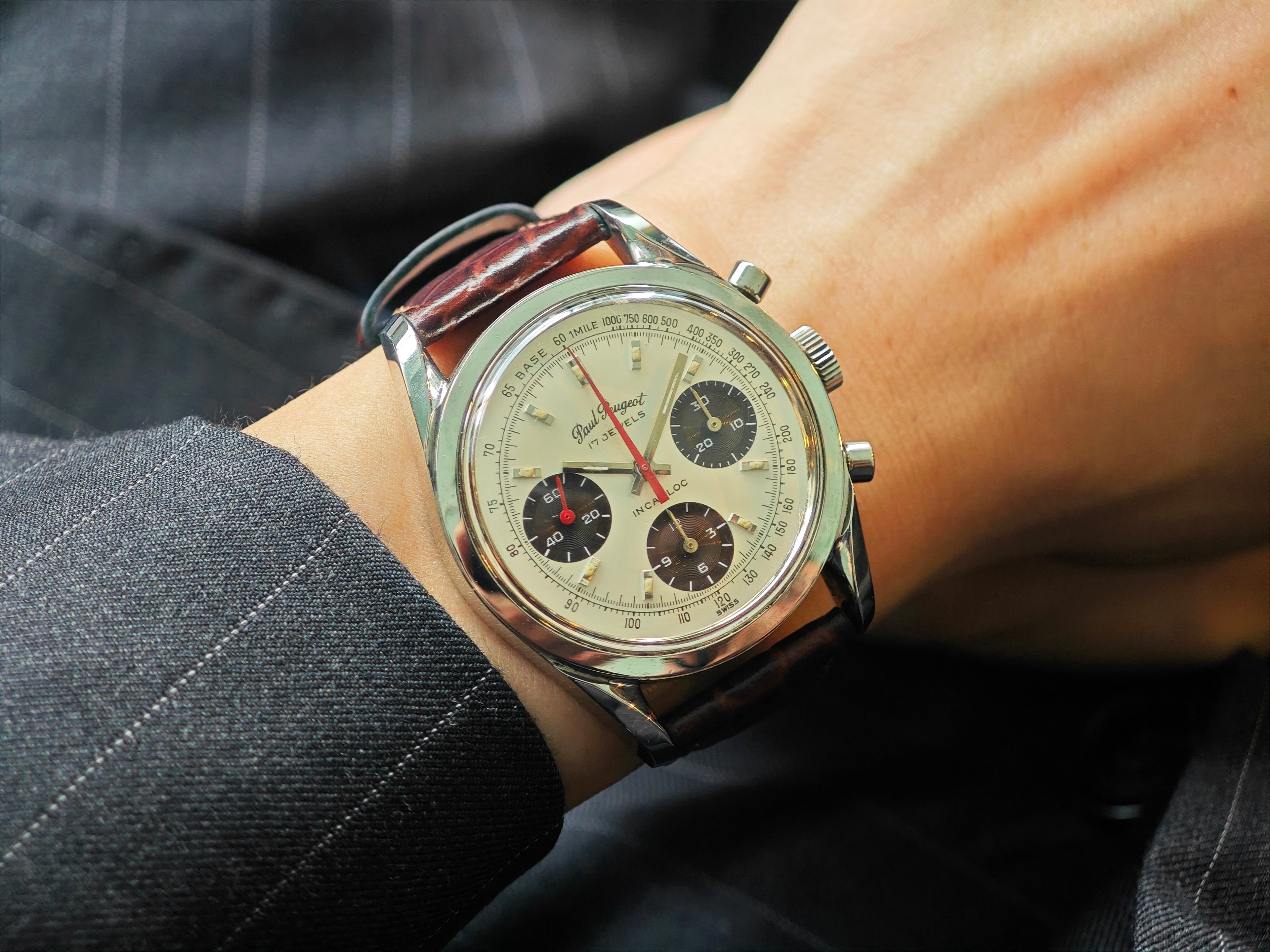 ポール・プジョー パンダ文字盤クロノグラフ Cal.Valjoux7736 / Paul Pegueot Vintage