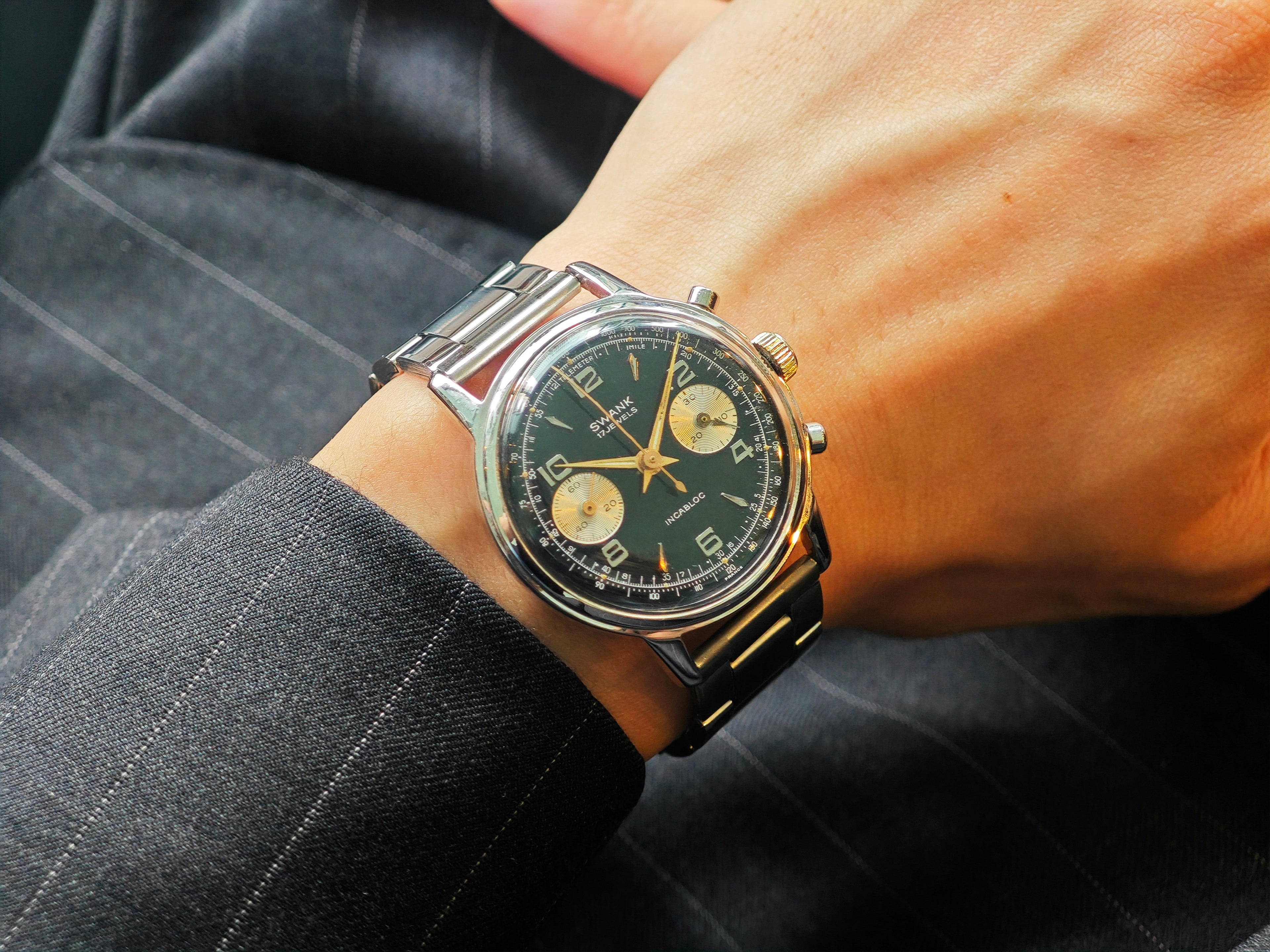 スワンク ブラックミラー・逆パンダダイヤル / SWANK GILTDIAL Cal.Landeron248