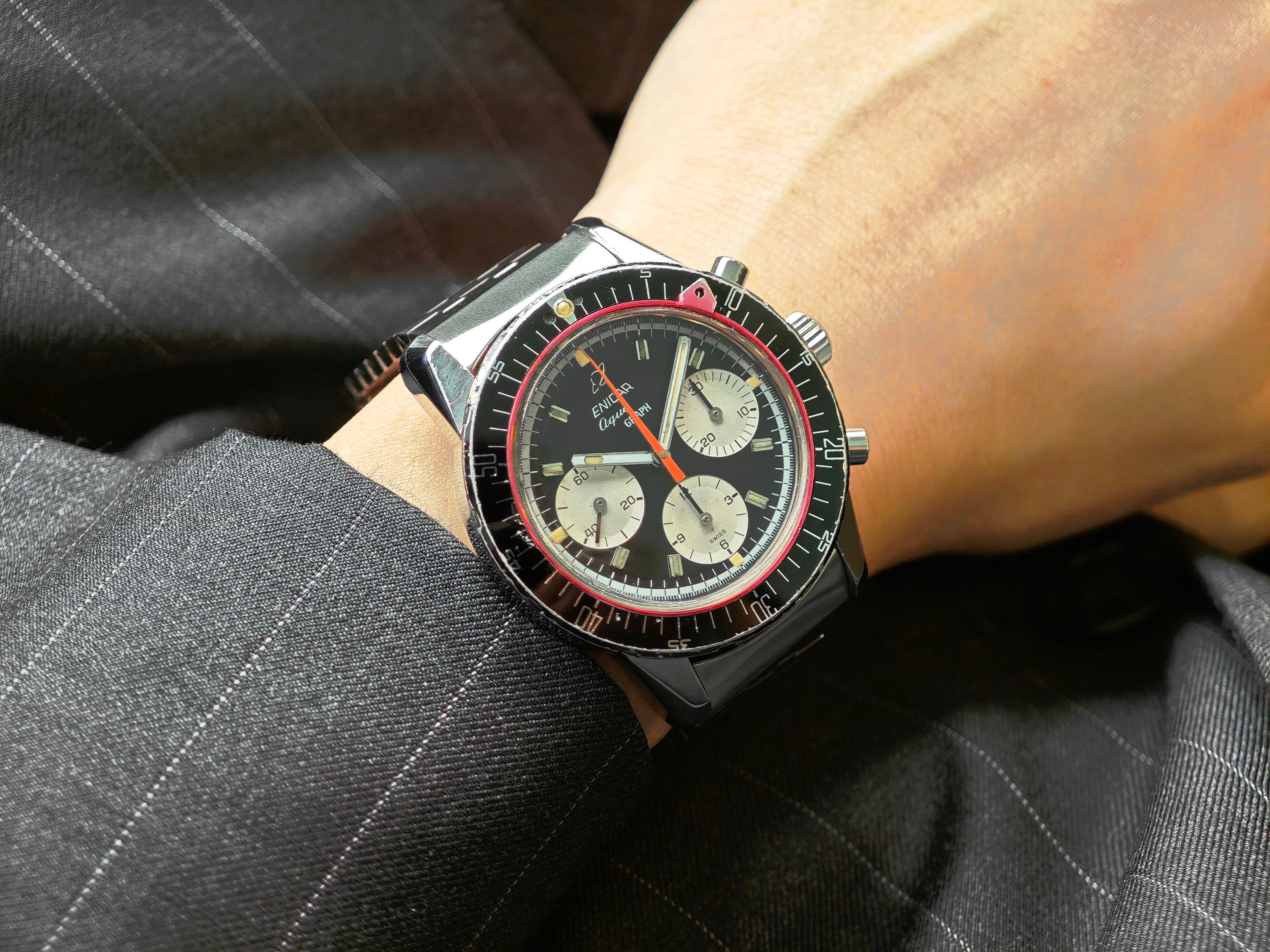 エニカ アクアグラフ 逆パンダダイアル Cal.バルジュー72 / ENICAR AQUAGRAPH Ref.072-02-02 Cal.Valjoux72