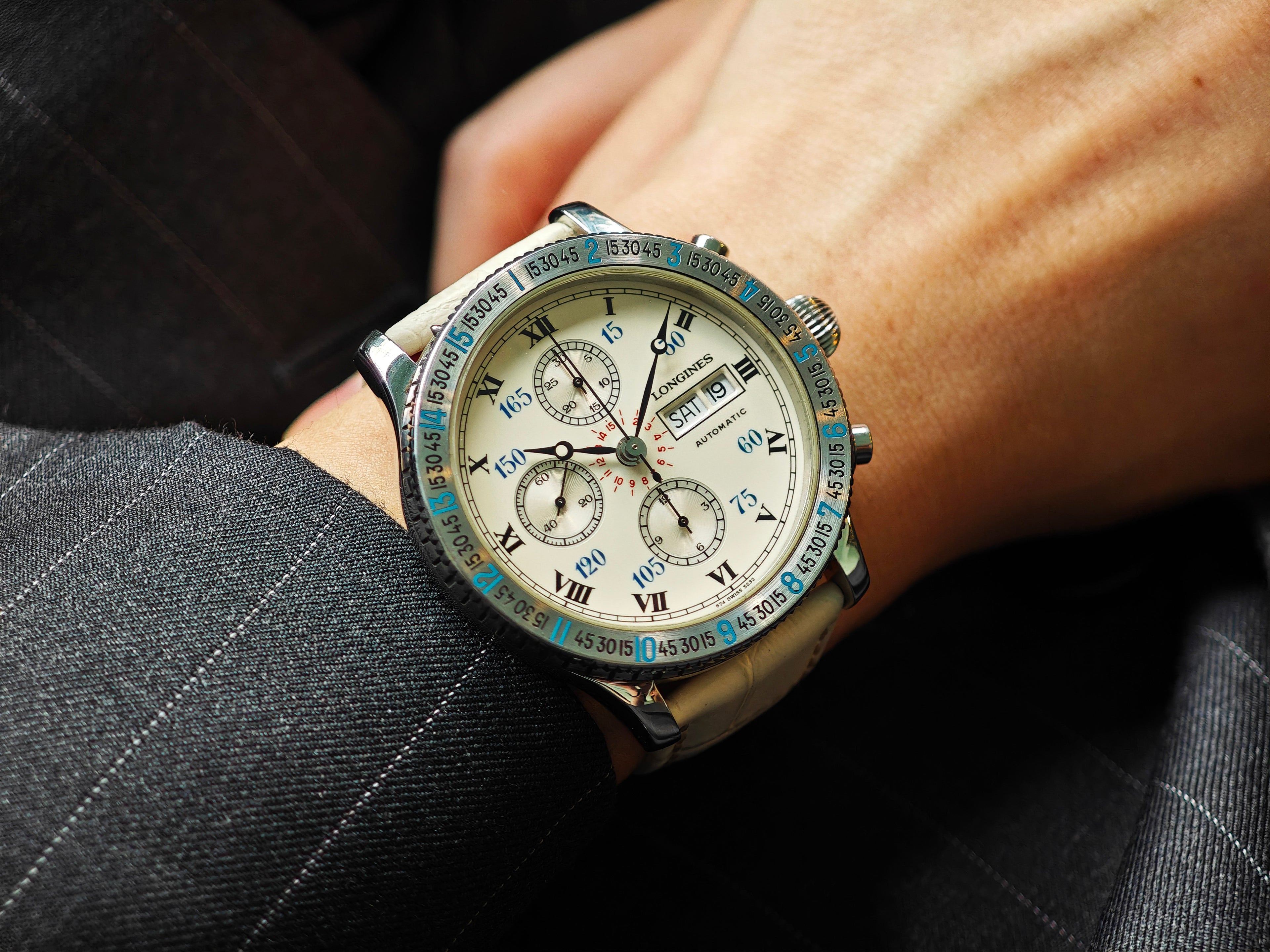 ロンジン リンドバーグ アワーアングル クロノグラフ / LONGINES Hour Angle Lindbergh Chronograph Ref.674.52.32 Cal.L674.4