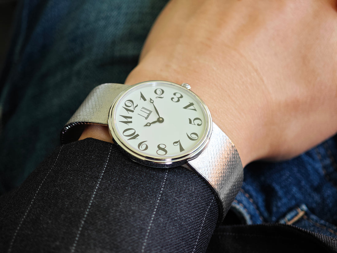 ダンヒル シルバーコレクション Cal.Peseux7001 / Dunhill Silver watch integrated bracelet 80&