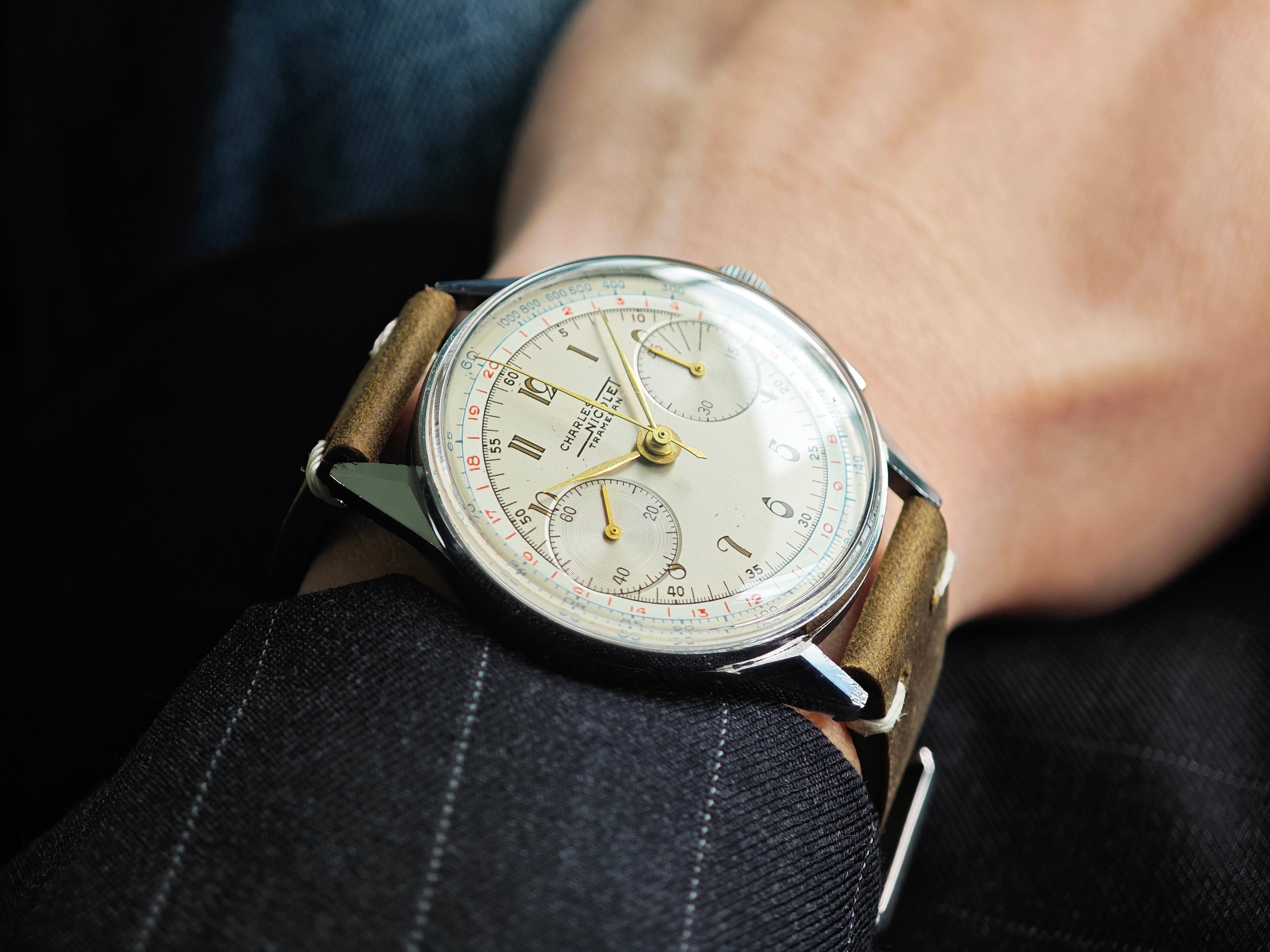 チャールス・ニコレット・トラメラン クロノグラフ Ref.144 Cal.Landeron 39 / Charles Nicolet Tramelan Chronograph