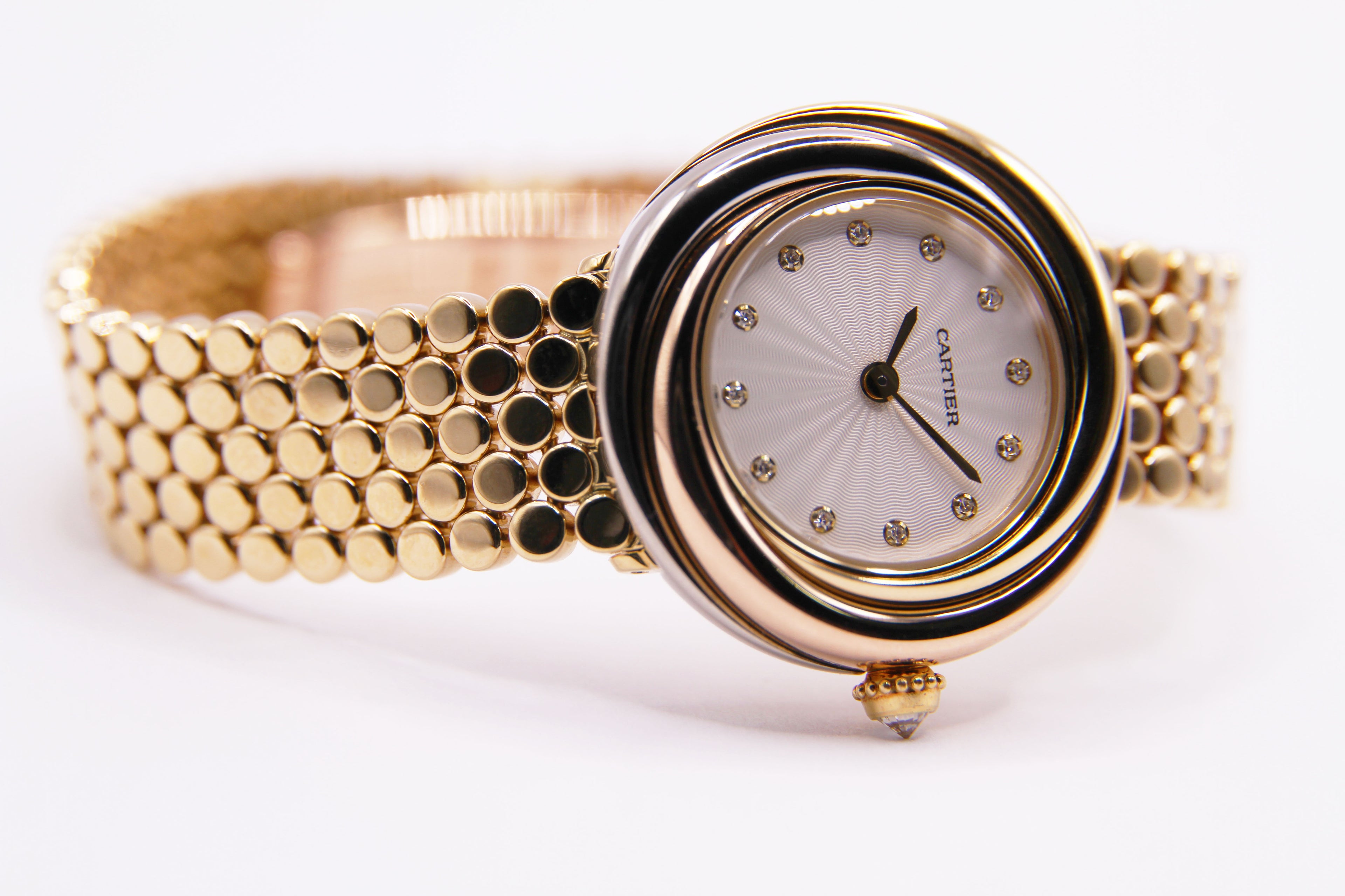 カルティエ トリニティ 12Pダイヤ / CARTIER K18 Tri-Gold Diamond Dial Case No.2357 Ref.WG2002S8