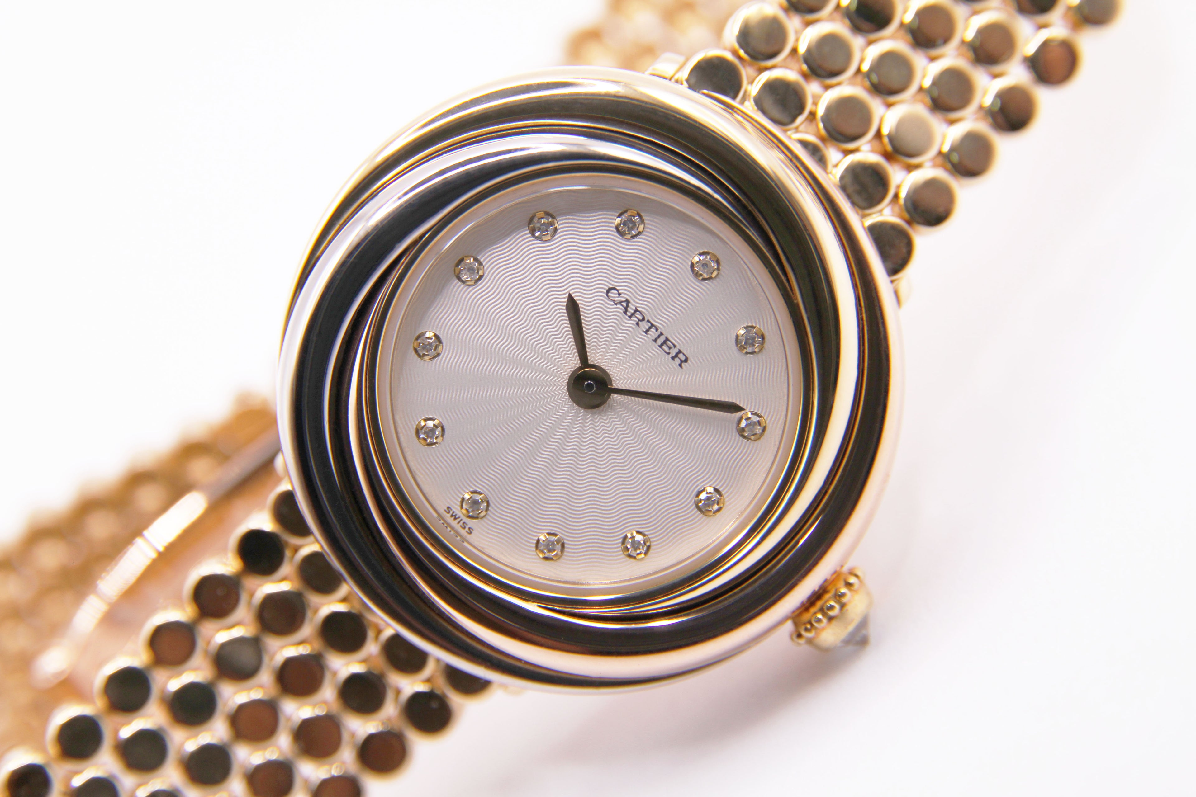 カルティエ トリニティ 12Pダイヤ / CARTIER K18 Tri-Gold Diamond Dial Case No.2357 Ref.WG2002S8