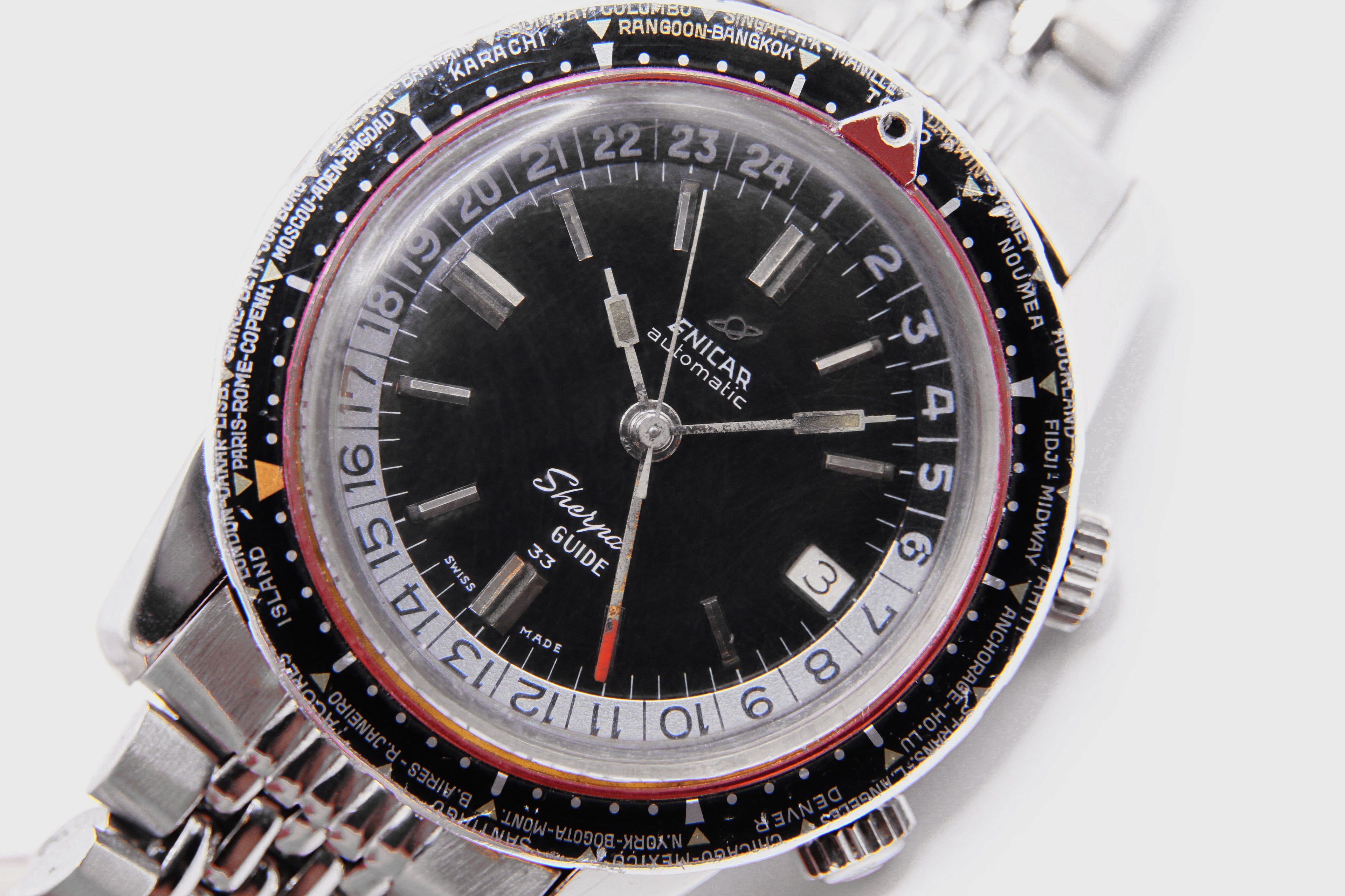 エニカ シェルパガイド33 マーク2移行期モデル ワールドタイム / ENICAR Sherpa Guide 33 MarkⅡ World Time Ref.126/001