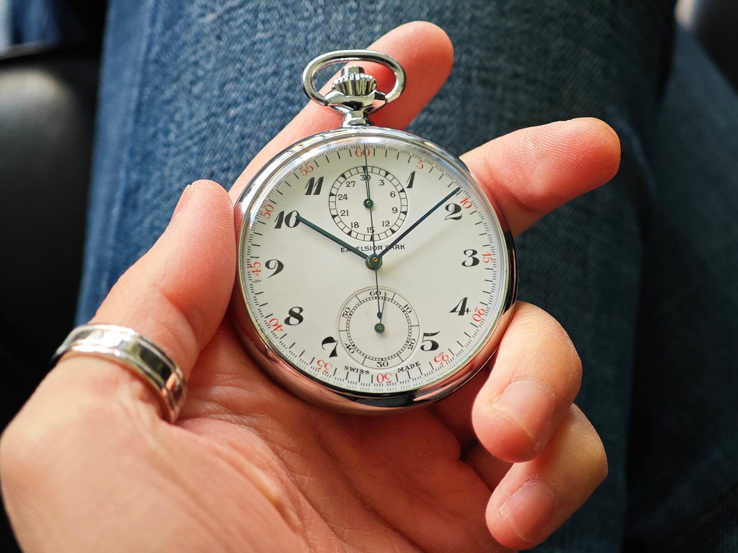 エクセルシオパーク ワンプッシュクロノ 懐中時計 Ref.500 /  ExcelsiorPark Chronograph pocket watch vintage