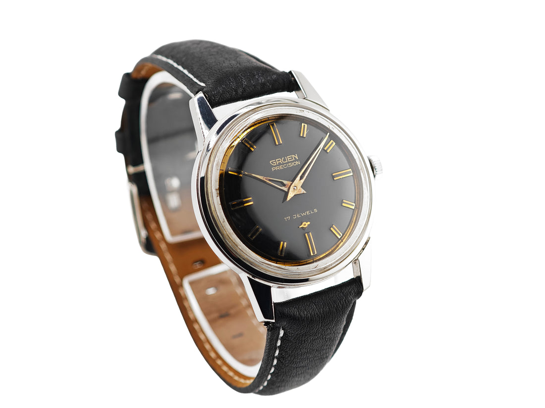 グリュエン プレシジョン ブラックギルト Cal.510R / GRUEN PRECISION black gilt dial 50&