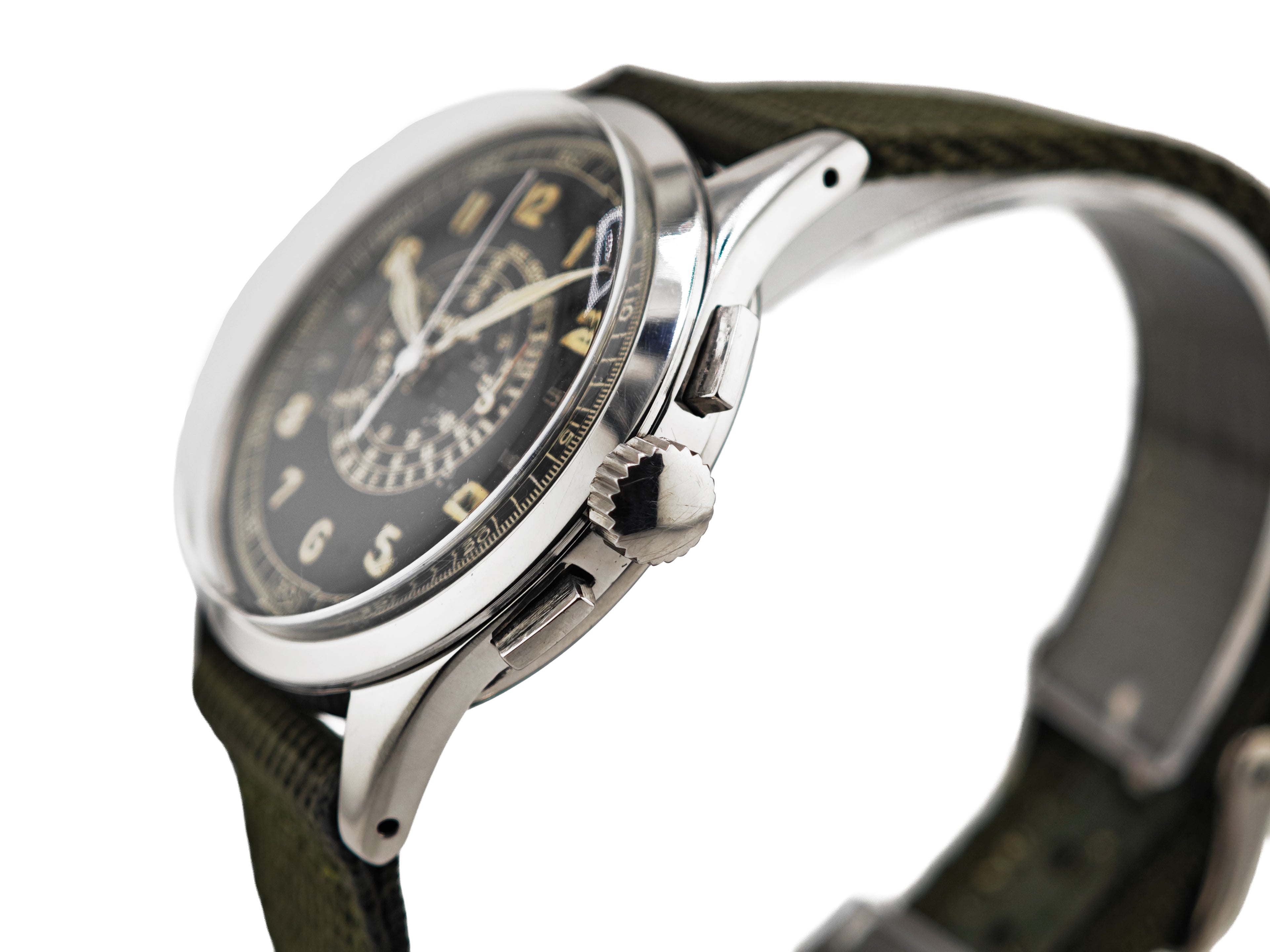 レマニア マルチタキメーター クロノグラフ / LEMANIA Multi-Tachymeter Chronograph (Snail Dial) 40&