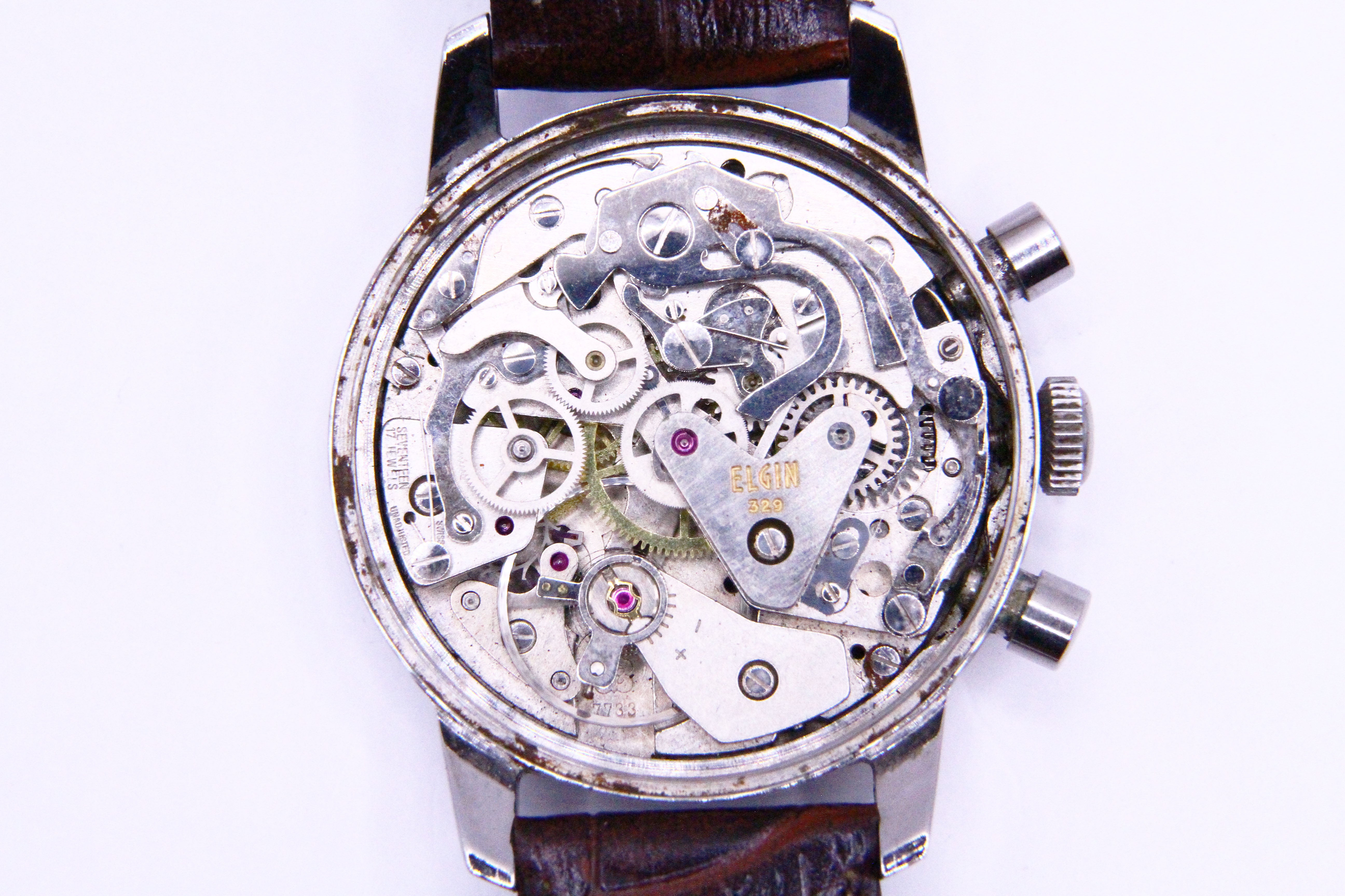 エルジン ヴィンテージクロノ エキゾチックダイヤル 2reg / ELGIN Vintage Chronograph Exizotic Dial  Ref.7450